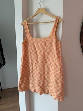 VRG GIRL Pink and Yellow Check Knit Tank Dress